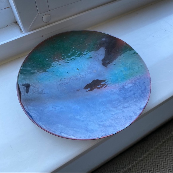 Vintage glazed metal tray